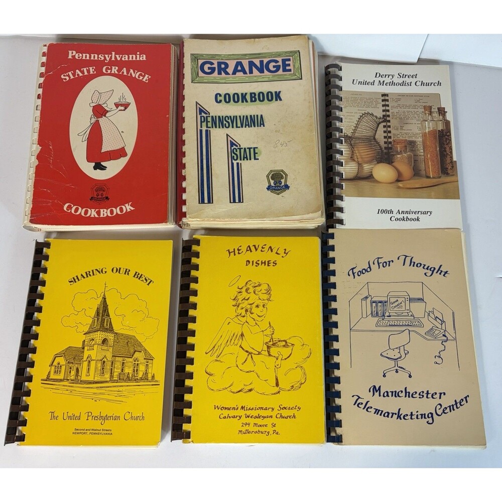 Vintage Spiral Bound Cookbooks Central Pennsylvania Church Grange Mixed Lot Of 6